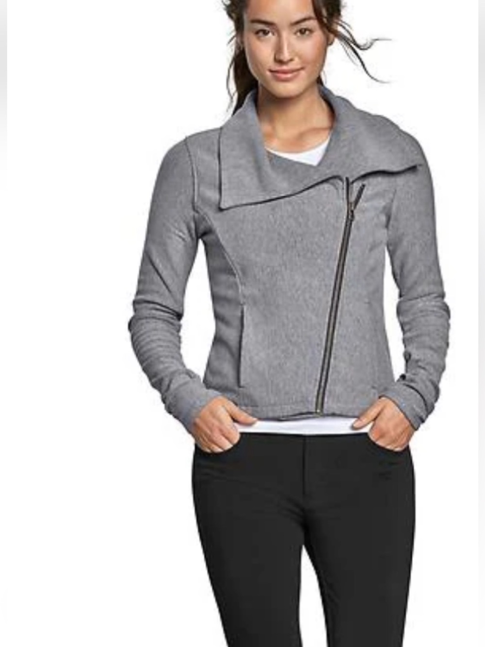 Athleta Gray city limits moto Asymmetrical Zip Blazer/jacket